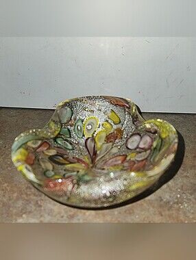 MCM Vintage  Tutti Frutti Handblown Murano Art Glass Bowl Ashtray